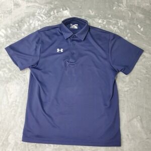 Under Armour Mens HeatGear Performance Polo Shirt Navy Blue Loose Medium Golf